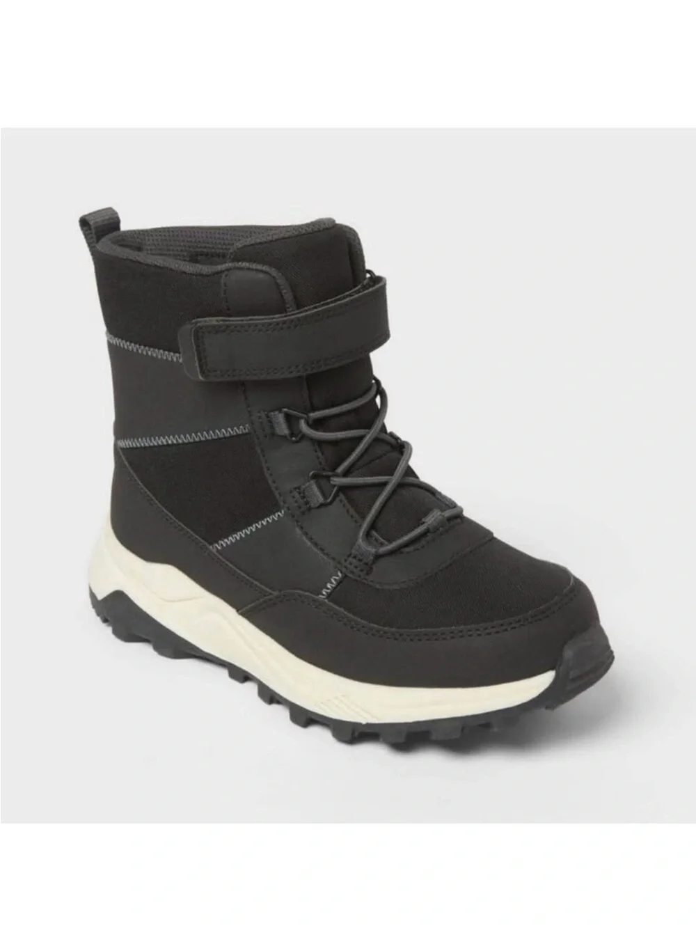Cat & Jack Black Kids Winter Boots with White Sole